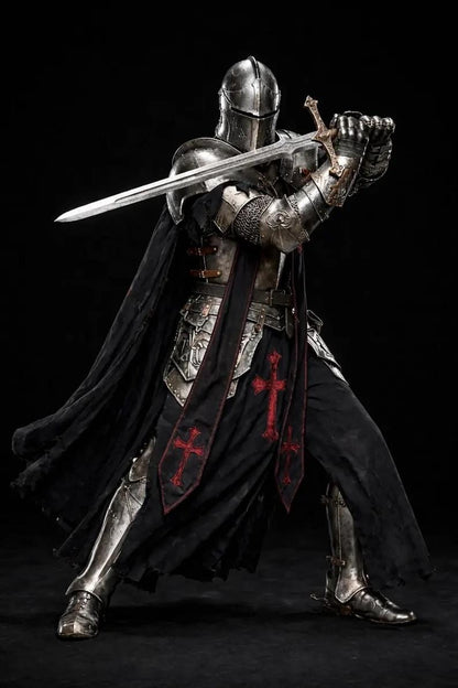 Templar Knight Armor full set display Gothic Crusader costume for cosplay and LARP