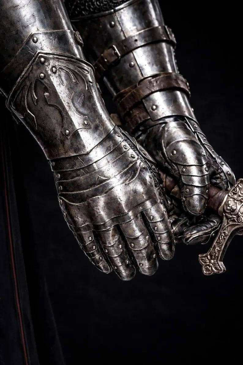 Templar Knight Armor leg greaves and tassets medieval steel suit for LARP cosplay