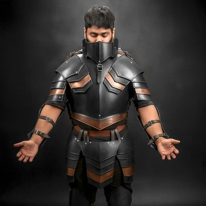 Templar Knight Armor Set front view showing full medieval crusader costume for LARP and cosplay