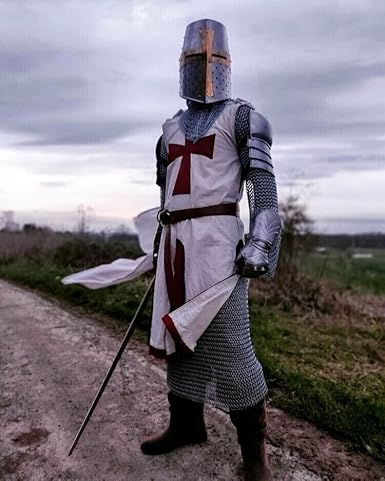 Side profile of the steel Templar Knight armor showcasing detailed craftsmanship and fit.