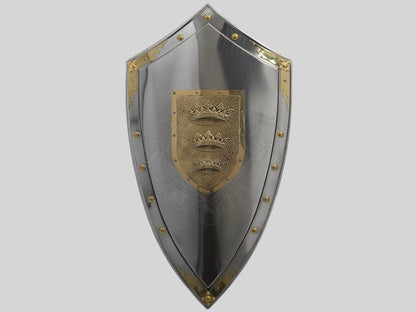 Three-crowns medieval shield for wall hanging and historical reenactment