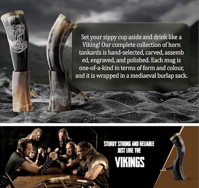 Unique Viking gift idea and home décor ox horn drinking mug