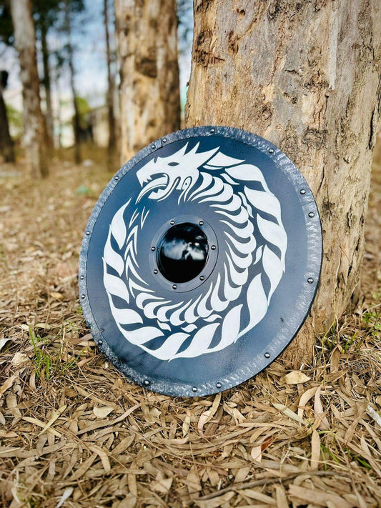 Viking Dragon Fenrir Wolf battle shield for authentic home decor