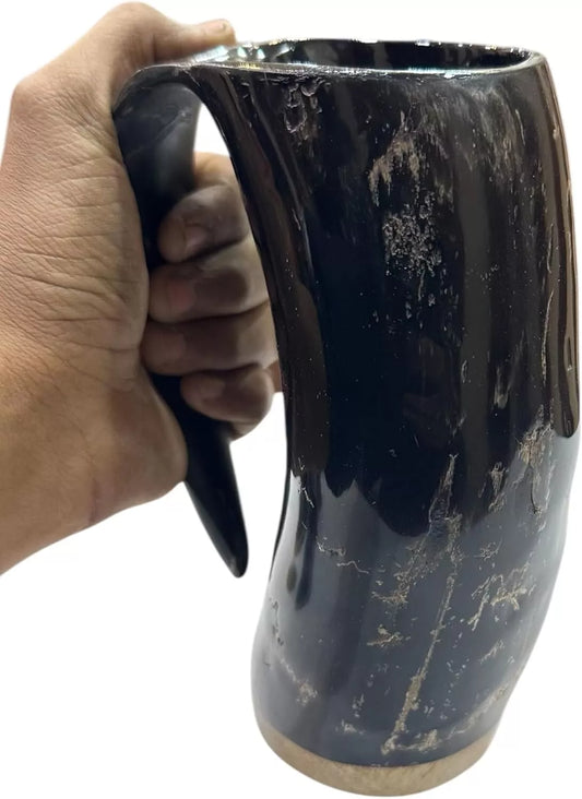Handcrafted Viking drinking horn mug made from 100% natural horn
