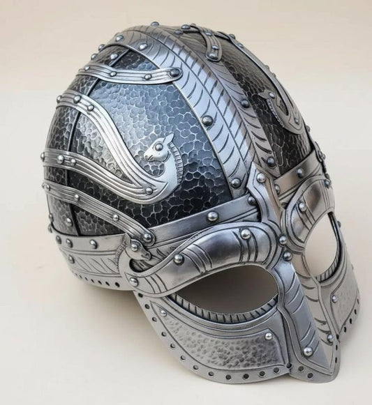 Viking helmet with dragon hand forged medieval Norse armor Nordic warrior battle helm