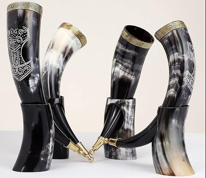 Viking horn cup ideal for drinking mead, wine, or ale