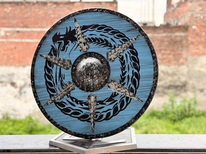 Viking Ouroboros Dragon Shield – Ideal Gift for Norse Warrior Fans and Medieval Enthusiasts
