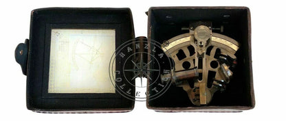 Vintage-style handmade brass sextant used as a marine navigation tool

