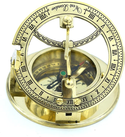 Vintage Brass Sundial Compass Ship Replica - Classic Nautical Gift

