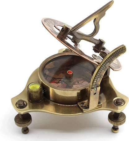 Vintage nautical compass used as elegant desk and bookshelf decor