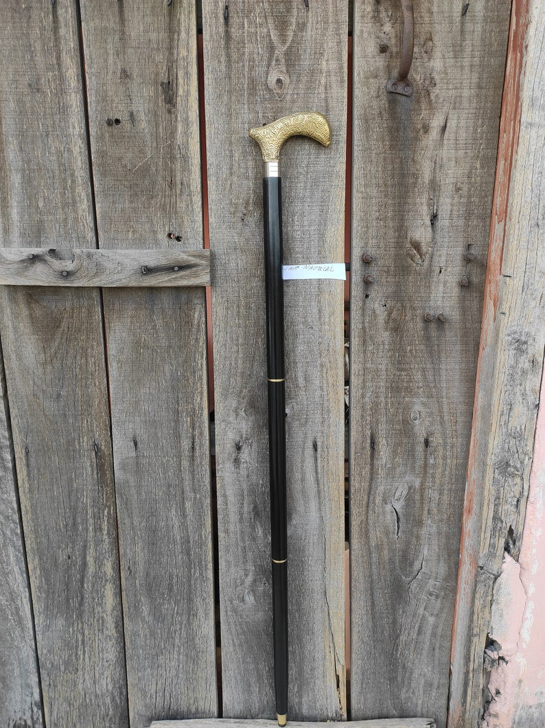 Vintage solid wand cane displayed upright for collectors