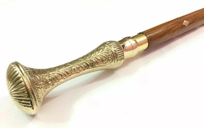 Vintage style nautical brass cane handle collectible and gift item
