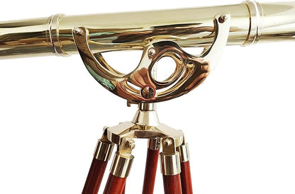 39-inch Vintage Brass Telescope with Manual Focus and Magnification