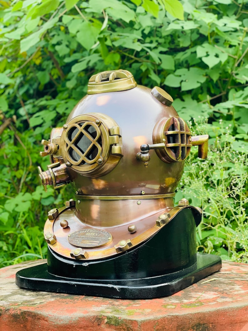 Vintage US Navy marine diving helmet replica for maritime collectors