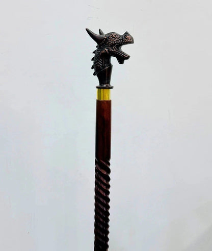 Antique Brown Brass Walking Cane for Adults with Nautical Look