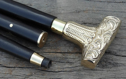 Three-piece wooden shaft of nautical walking stick cane