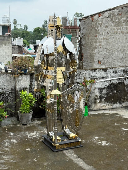 Wearable Full Body Medieval Crusader Knight Armor with Adjustable Leather Straps for Cosplay Events