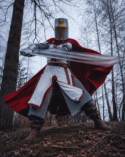 Wearable knight armor with chainmail-inspired detailing for historical reenactment and cosplay