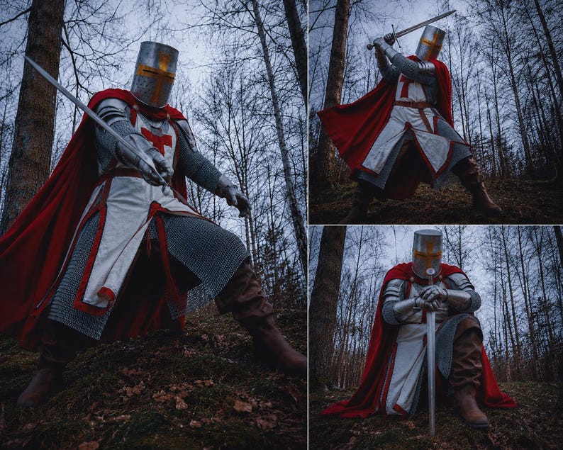 Wearable medieval knight armor leg protection set for cosplay and historical reenactments