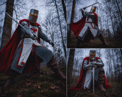 Wearable medieval knight armor leg protection set for cosplay and historical reenactments