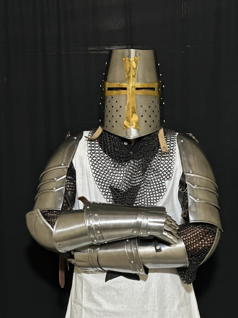 Wearable medieval knight armor set ideal for LARP, cosplay, Renaissance fairs, and reenactment events
