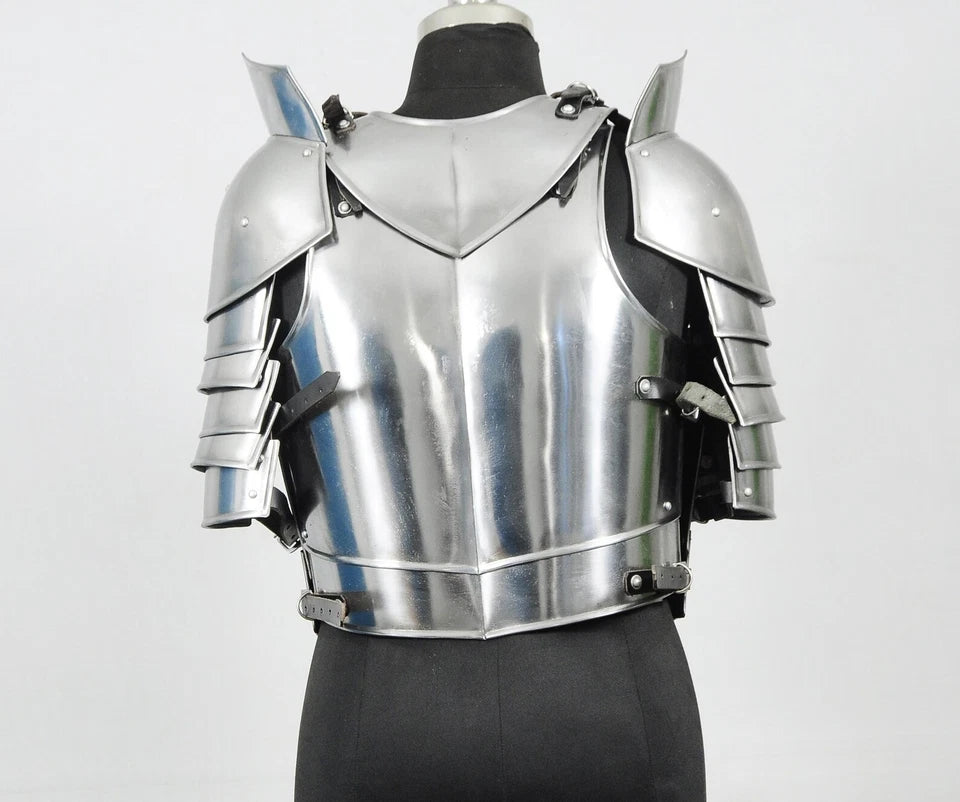 Wearable medieval steel chest armor inspired by authentic European knight armor