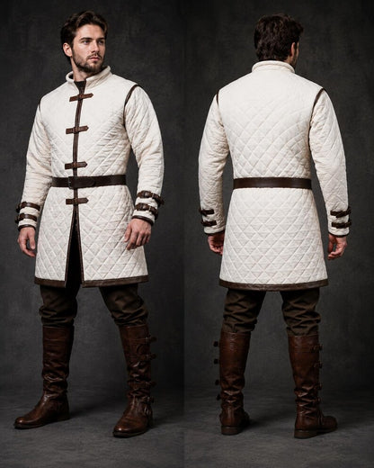 White Quilted Padded Armor Jacket for LARP and Renaissance Faire