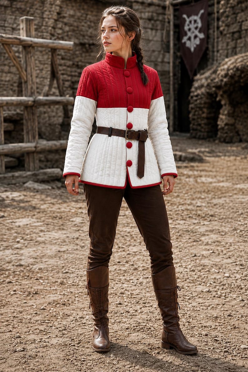 Women's Handmade Quilted Gambeson Jacket for medieval reenactment