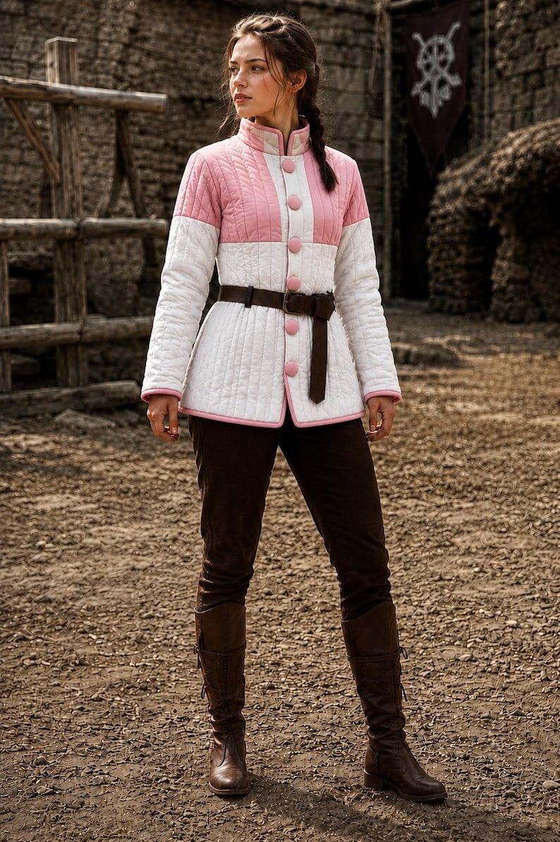 Women's Medieval Gambeson Jacket with quilted Viking armor padding