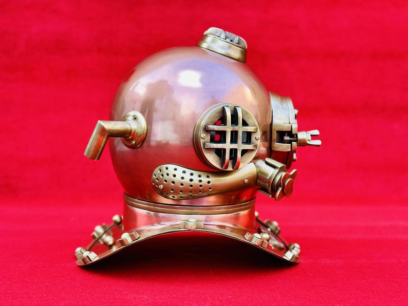 Wooden base made of mango wood with polished finish for U.S. Navy Mark V Diving Helmet